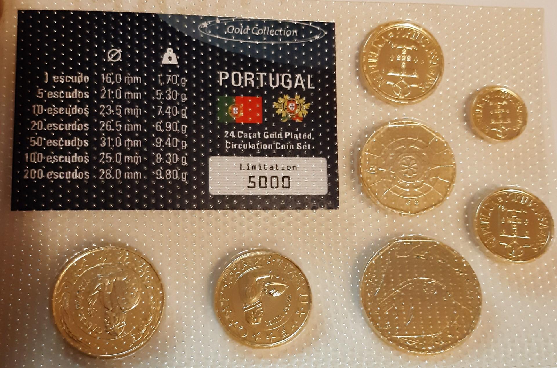 Portugalijos paauksuotų monetų rinkinys 1995-1999 (8032) 