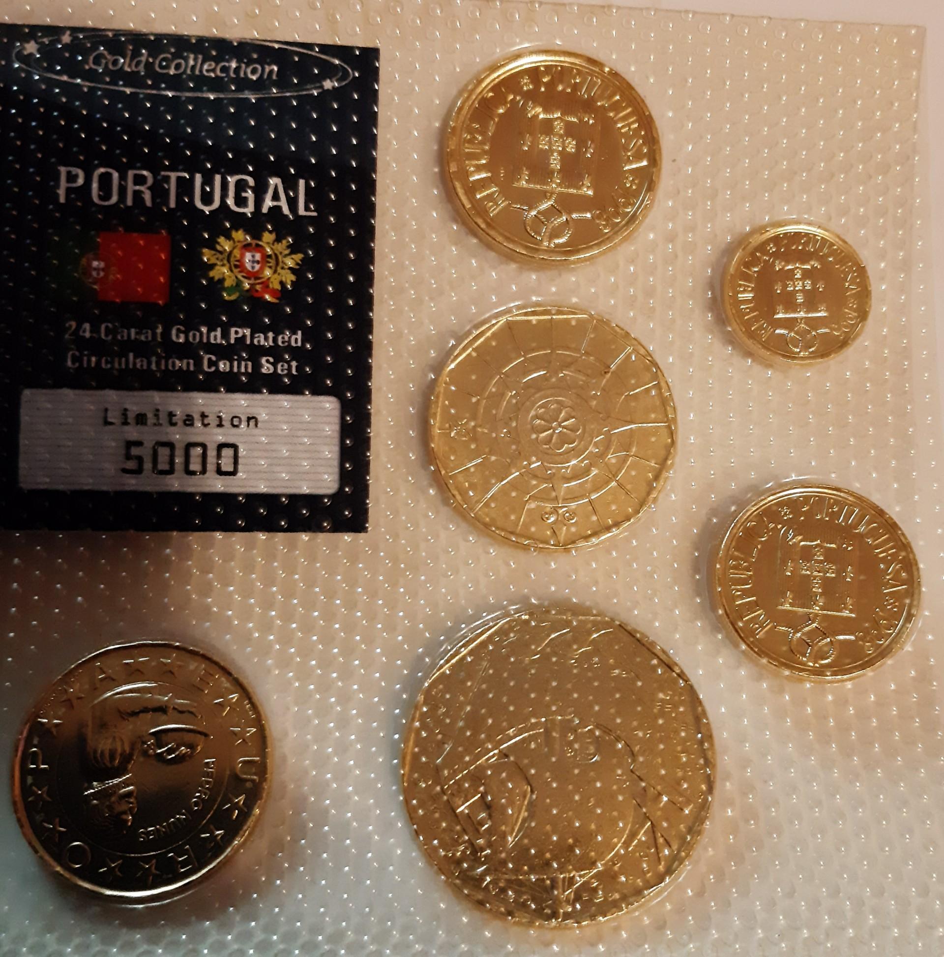 Portugalijos paauksuotų monetų rinkinys 1995-1999 (8032) 