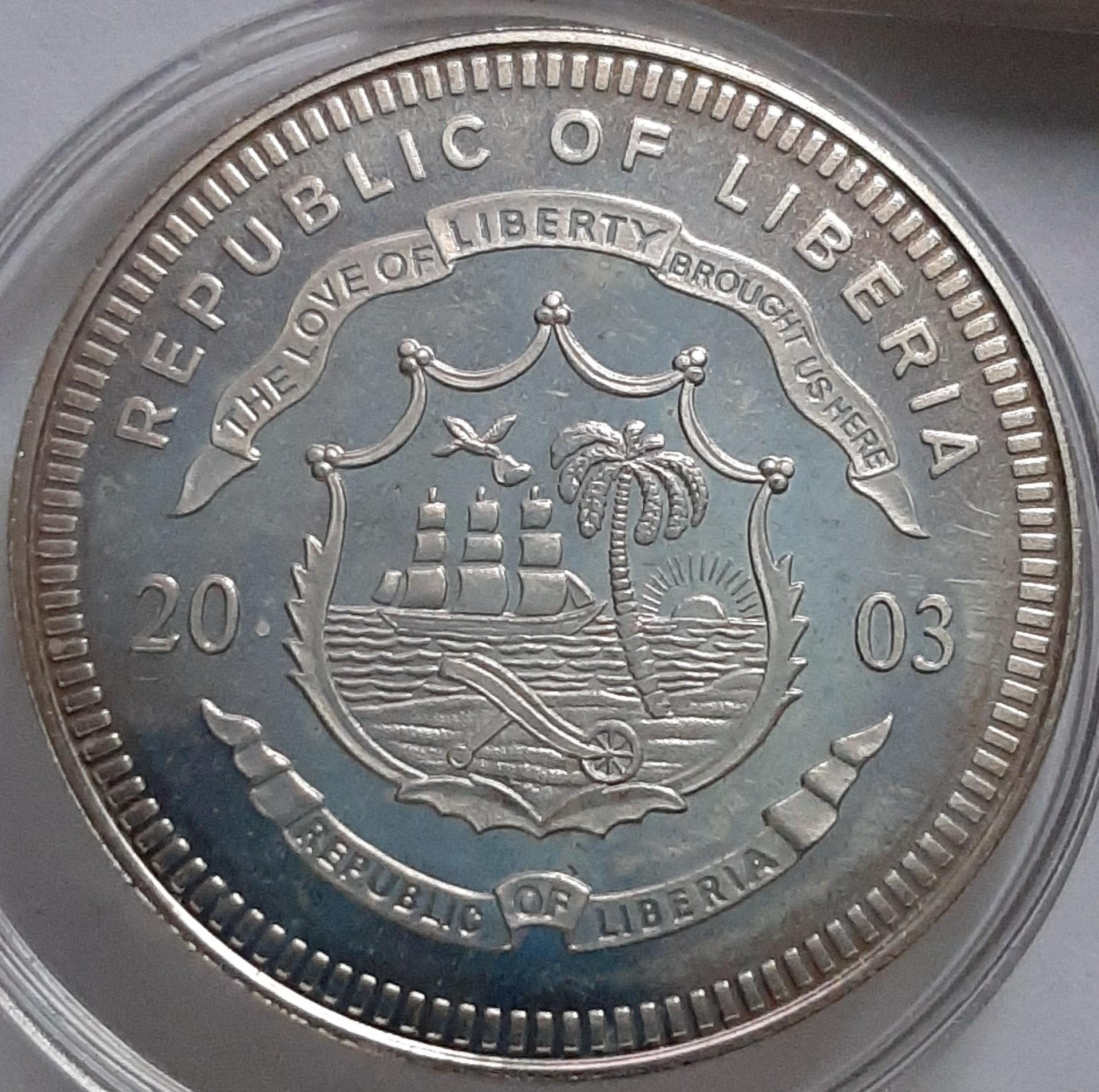 Liberija 5 doleriai 2003 UNC proginė UC#334 (8068)