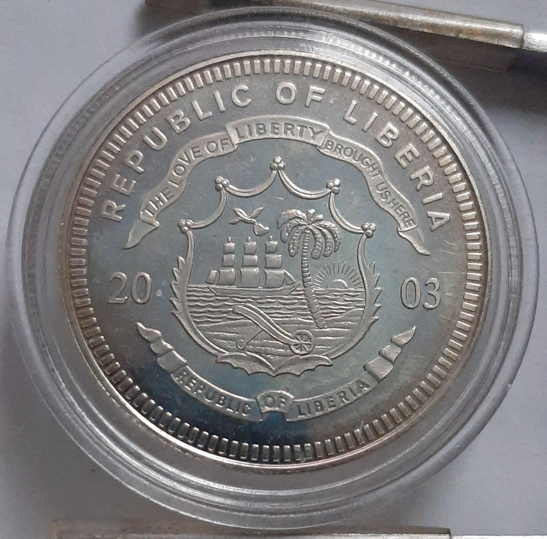 Liberija 5 doleriai 2003 UNC proginė UC#334 (8068)