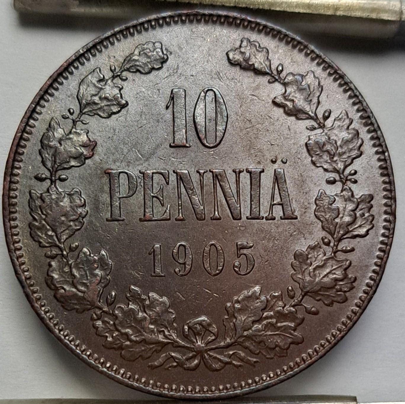 Suomija 10 pensų 1905 KM#14 (8100)