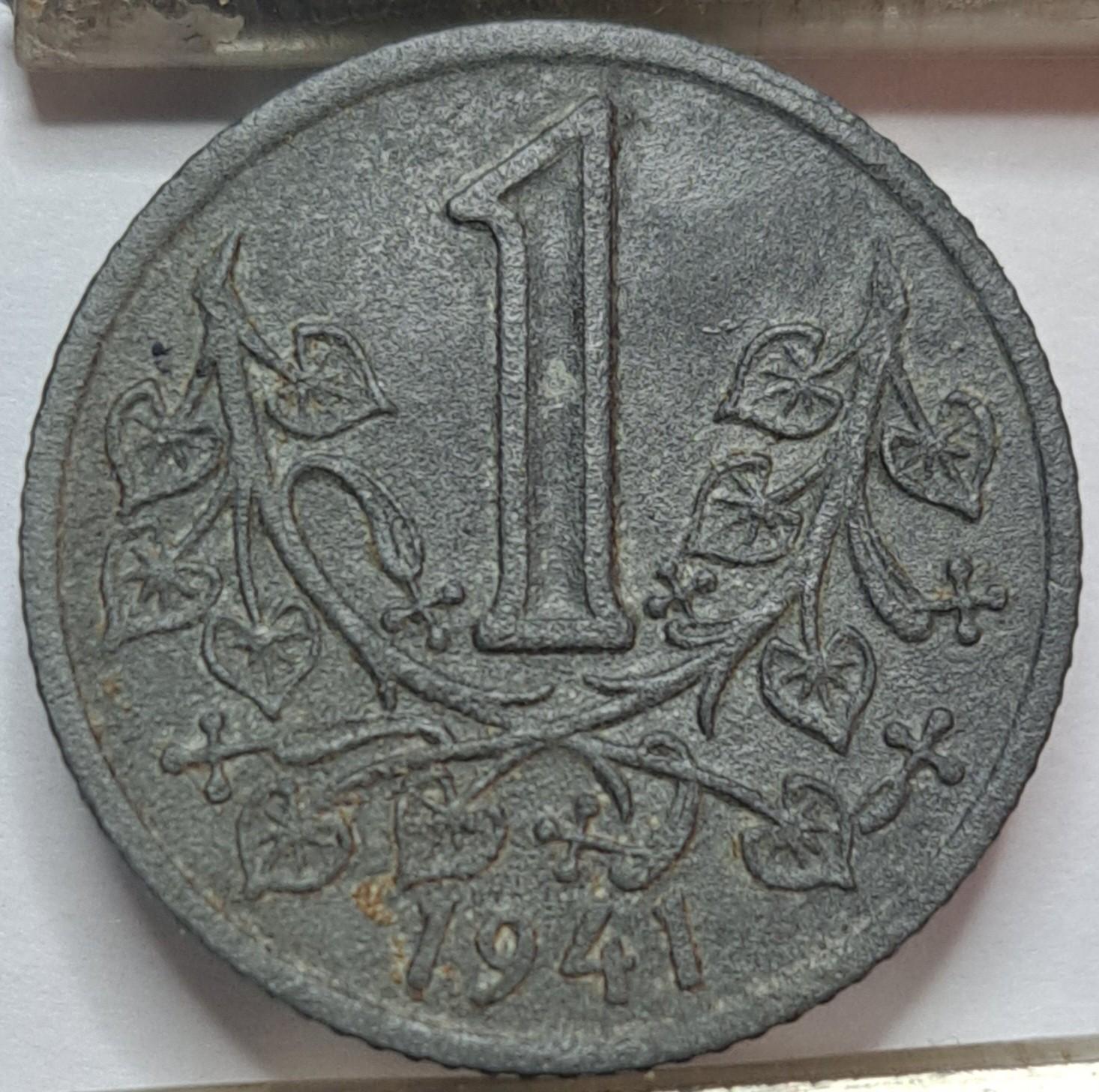 Bohemija ir Moravija 1 krona 1941 KM#4 (8122)