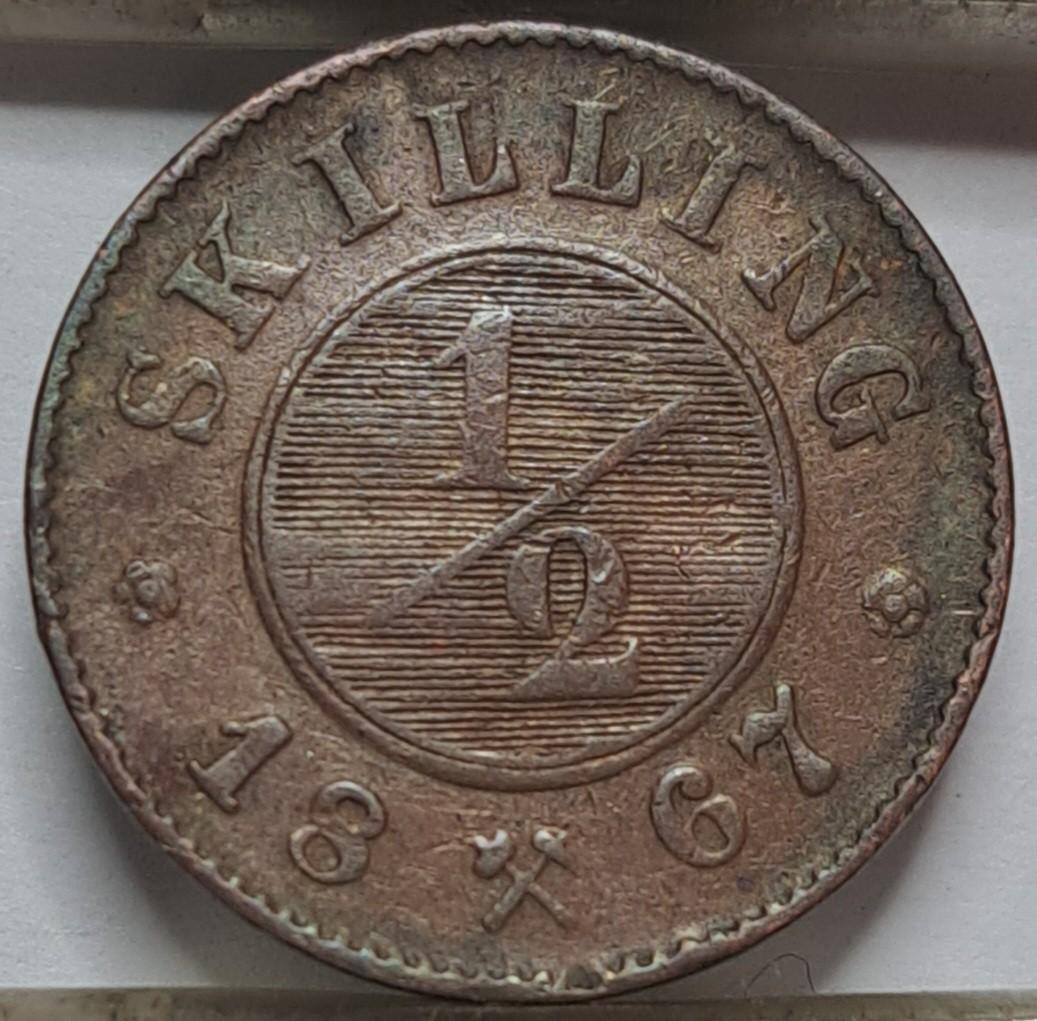 Norvegija 1/2 skilingo 1867 KM#329 (8127)
