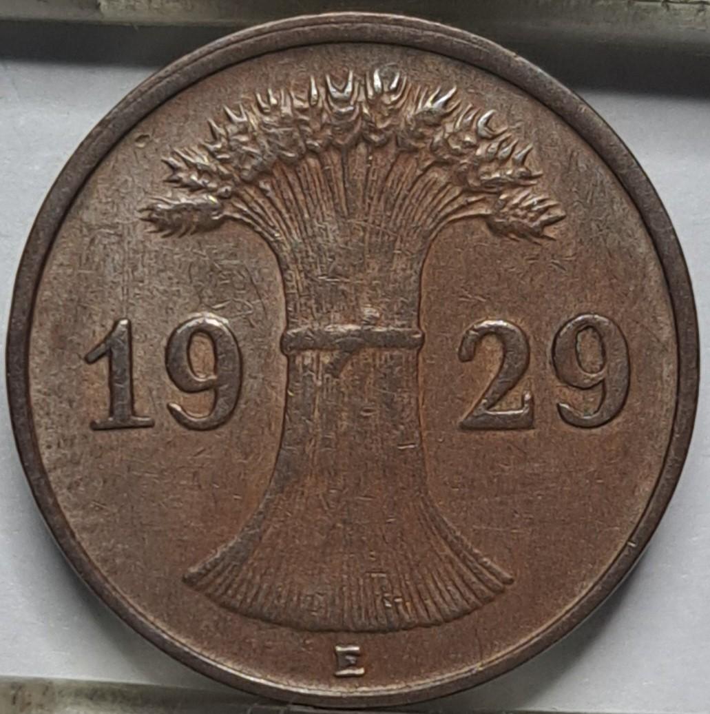 Vokietija 1 reichspfenigas E 1929 KM#37 (8135)