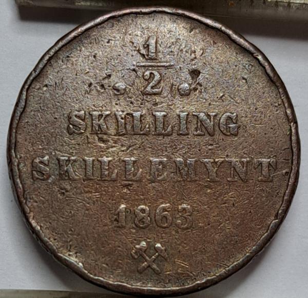 Norvegija 1/2 skilingo 1863 KM#324 Nr.8161