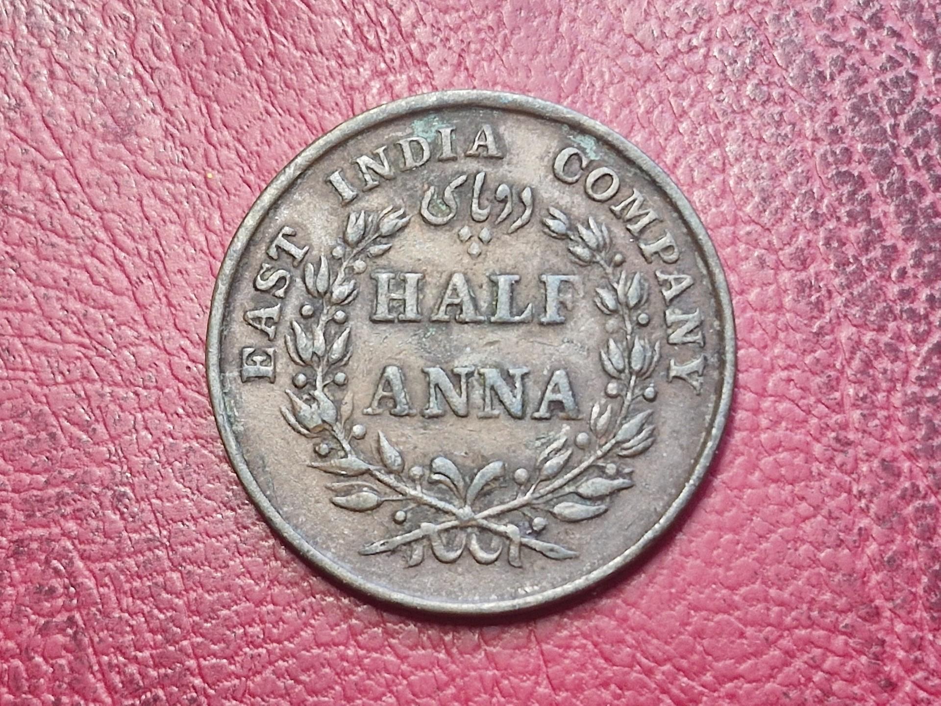 Indija - Britų ½ anos, 1835 KM# 447