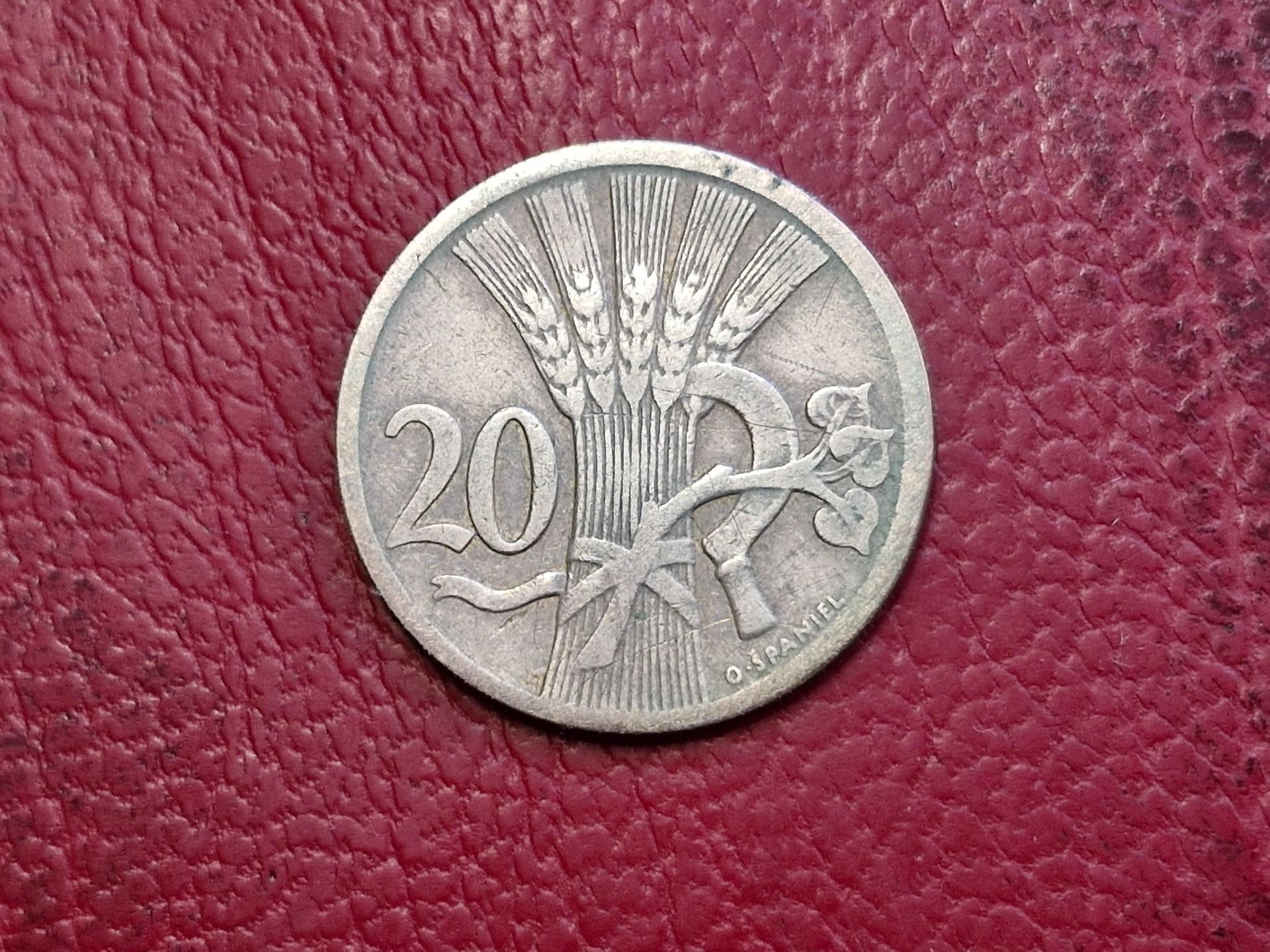 Čekoslovakija 20 helerių, 1927 KM# 1