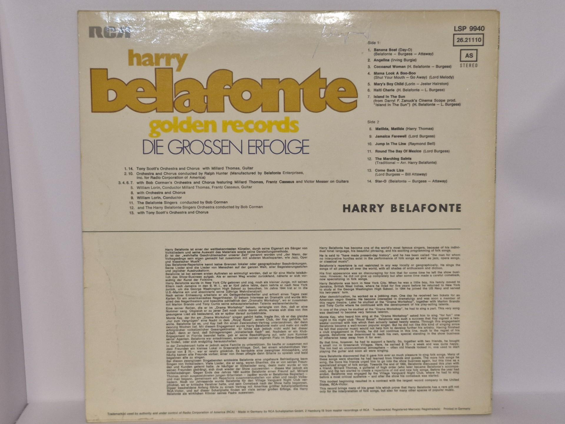 Lp plokštelė Harry Belafonte – Golden Records