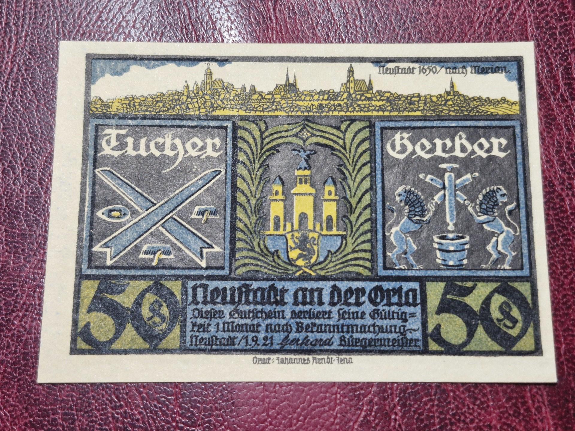 50 Pfennig 1921 Neustadt_a_d_Orla Notgeld