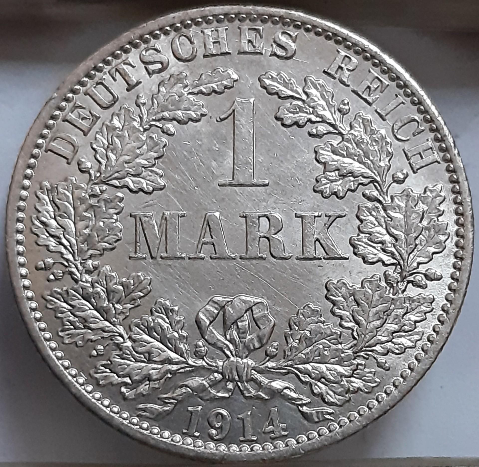 Vokietija 1 markė A 1914 KM#14 Sidabras (8205)