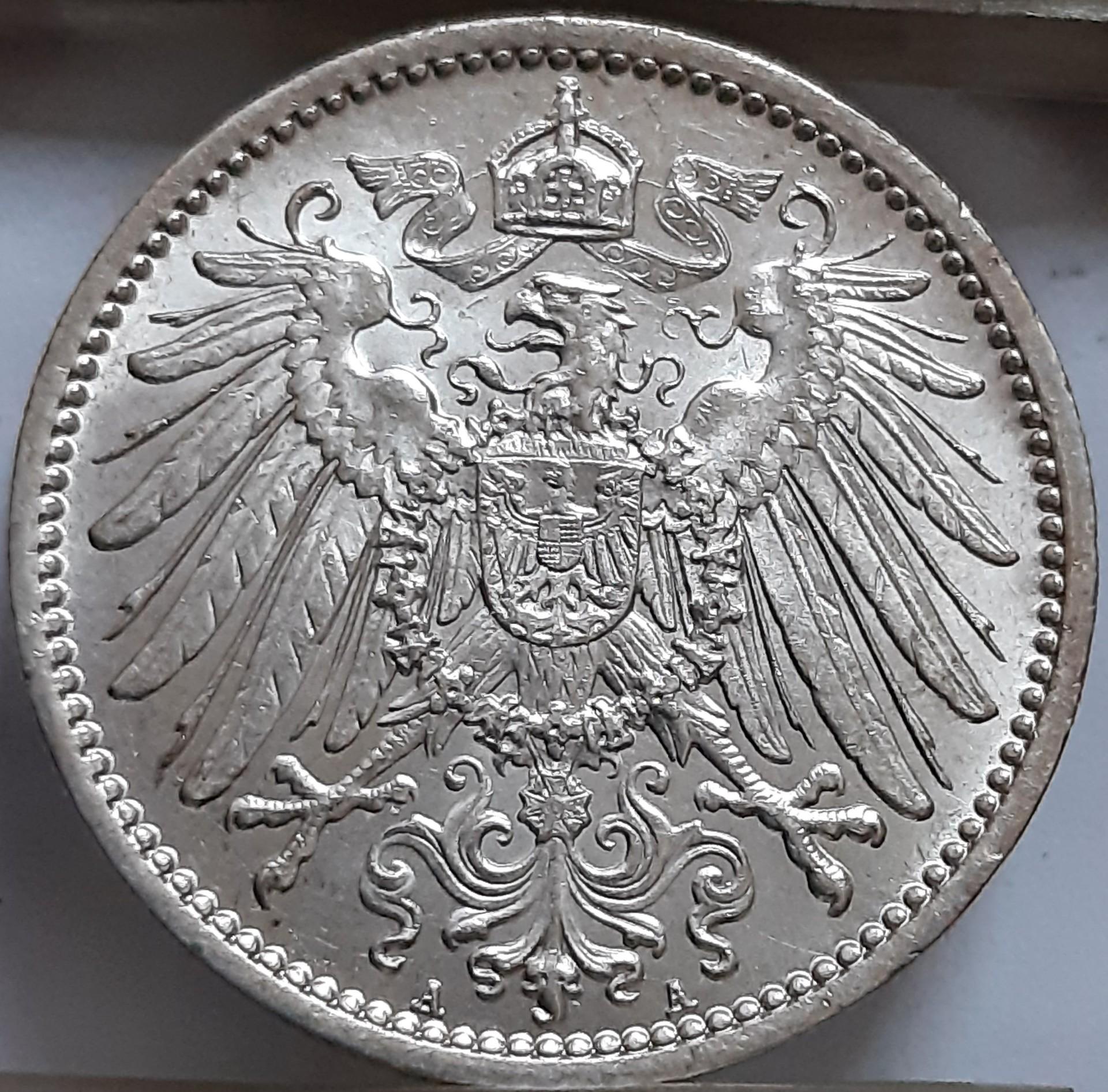 Vokietija 1 markė A 1914 KM#14 Sidabras (8205)