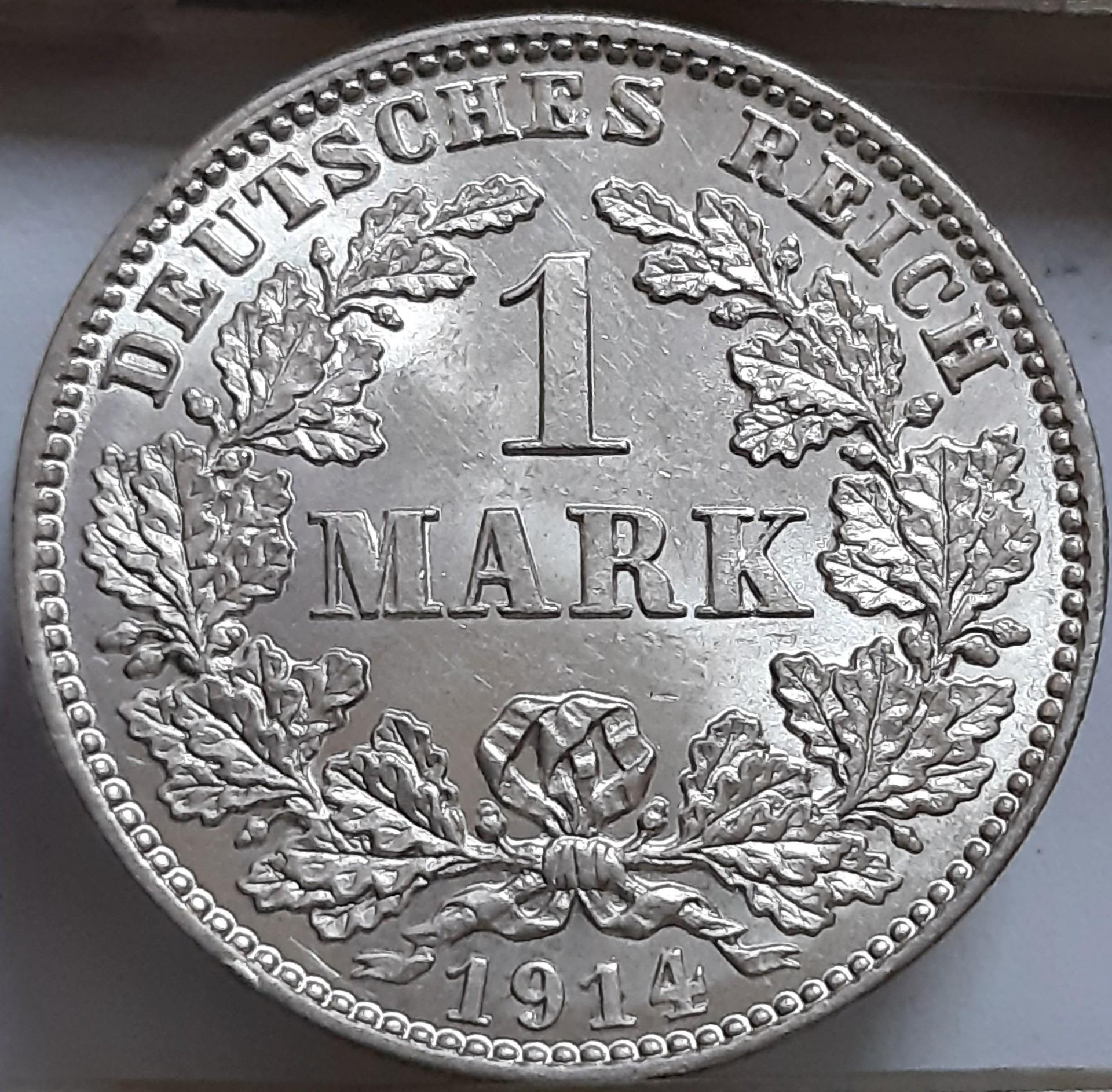 Vokietija 1 markė J 1914 KM#14 Sidabras (8204)