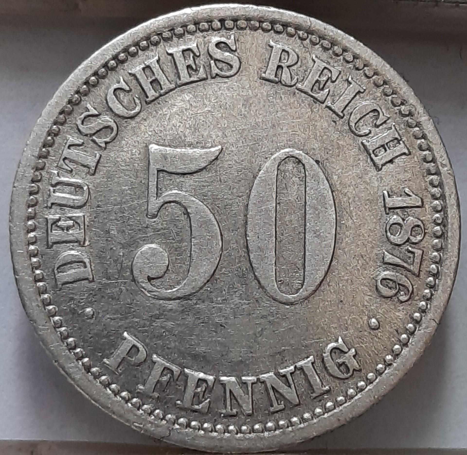 Vokietija 50 pfenigų A 1876 KM#6 (8200)