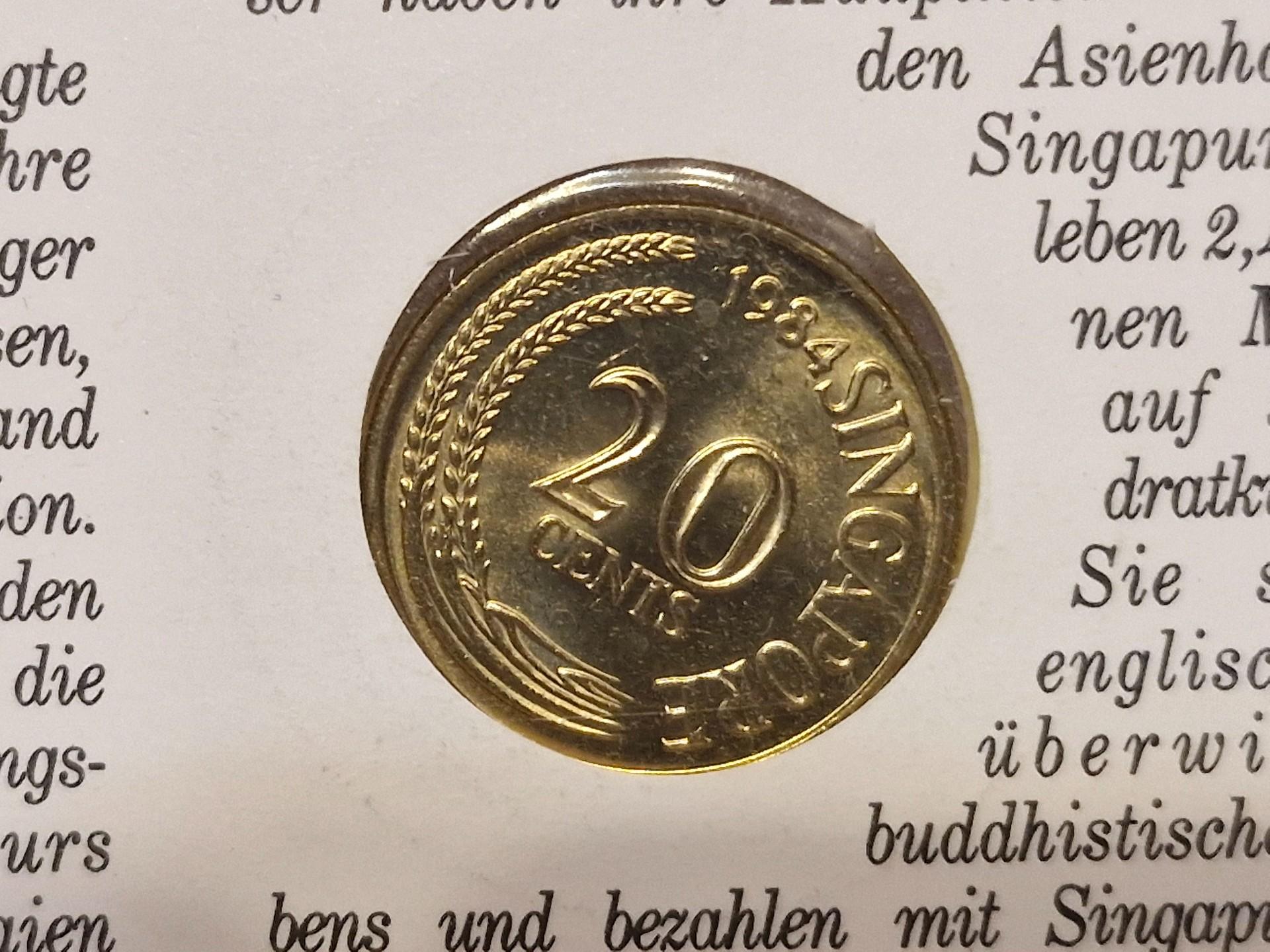 Singapūras 20 centų, 1984 KM# 4 Numizmatiniam voke