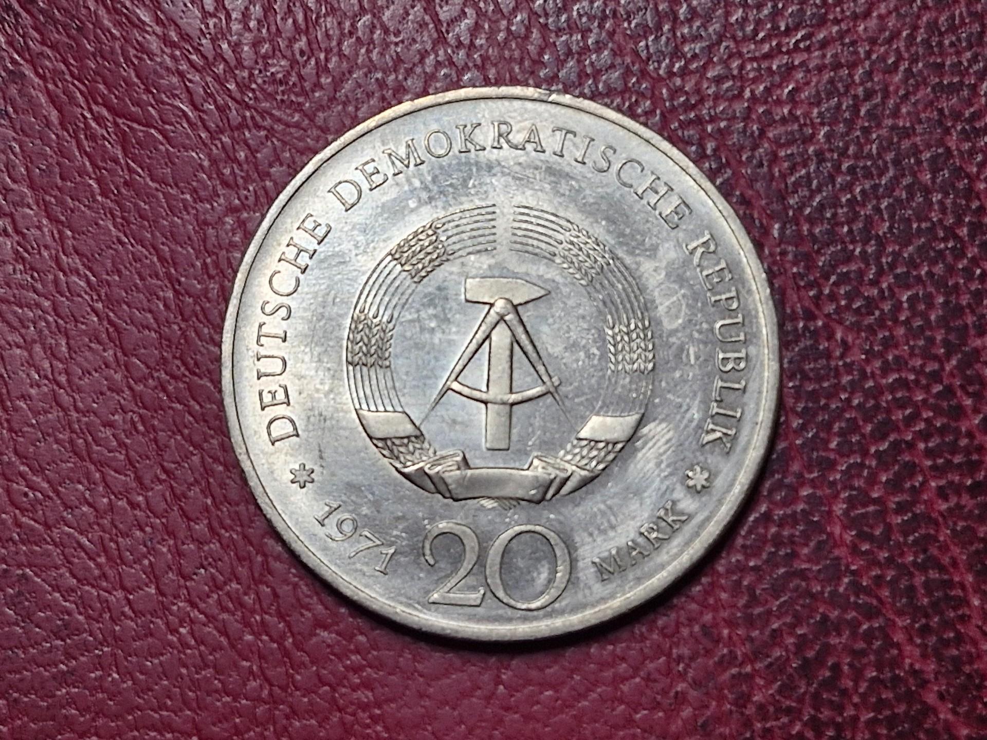 Vokietija - VDR 20 markių, 1971 KM# 33 Heinricho M
