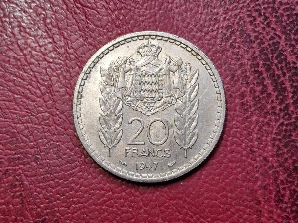 Monakas 20 frankų, 1947 KM# 124