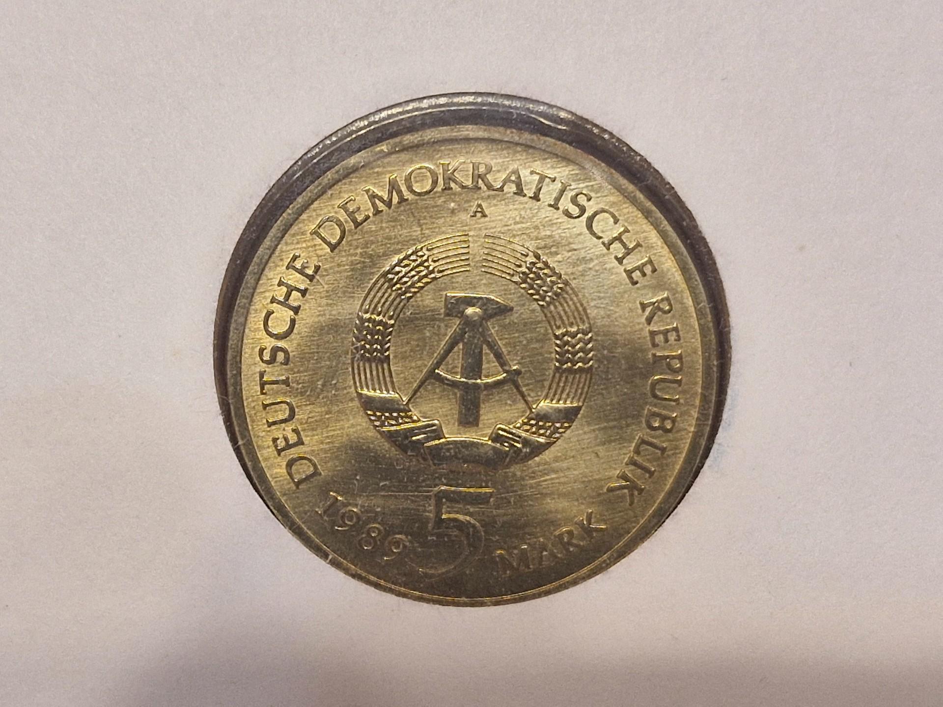 Vokietija - VDR 5 markės, 1989 KM# 130 Numizm.voke