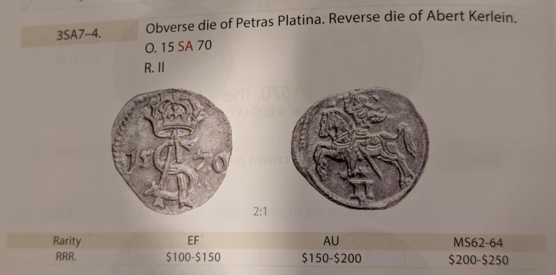 Labai retas Žygimanto Augusto 1570 dvidenaris RRR