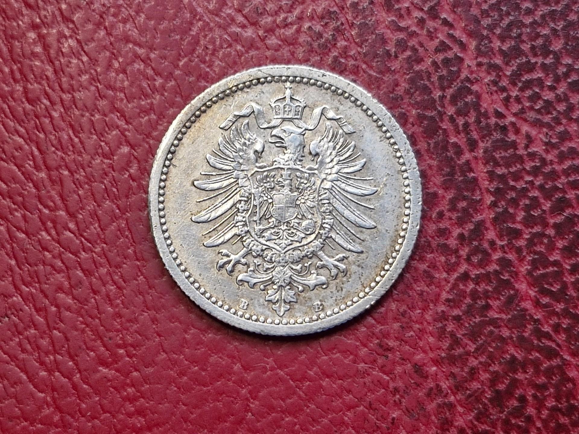 Vokietija 50 pfenigų, 1877B KM# 6 AG 0.900