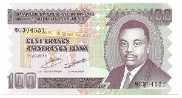 Burundis. 100 frankų ( 2011 ) UNC