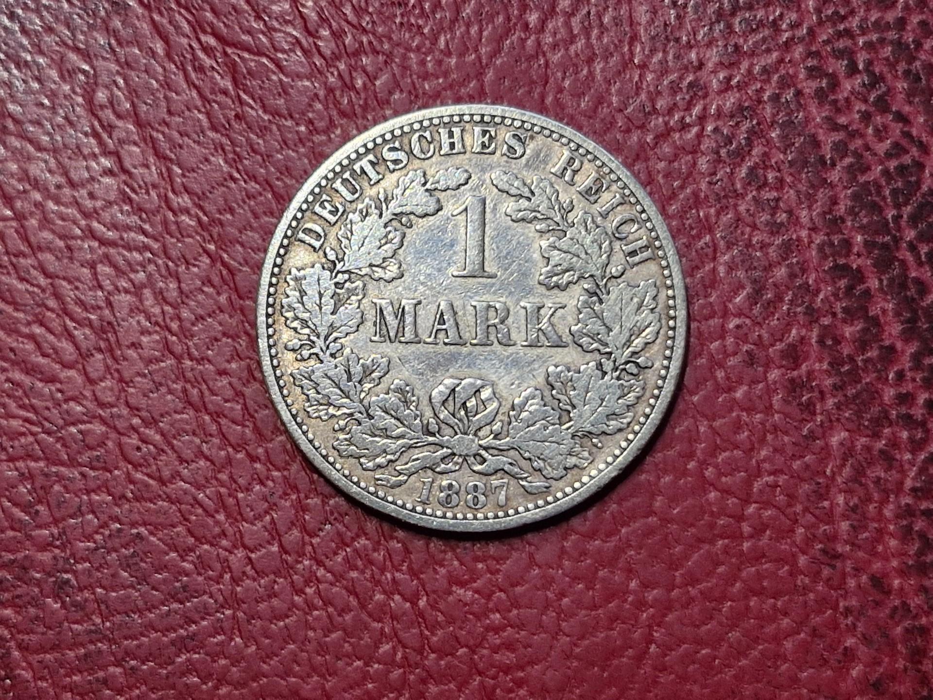 Vokietija 1 markė, 1887 KM# 7 AG 0.900