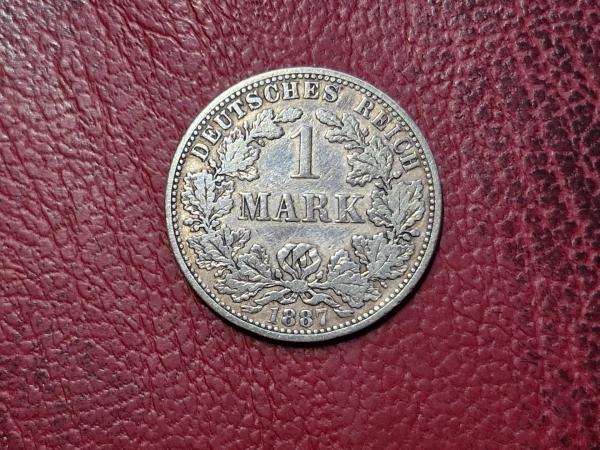 Vokietija 1 markė, 1887 KM# 7 AG 0.900