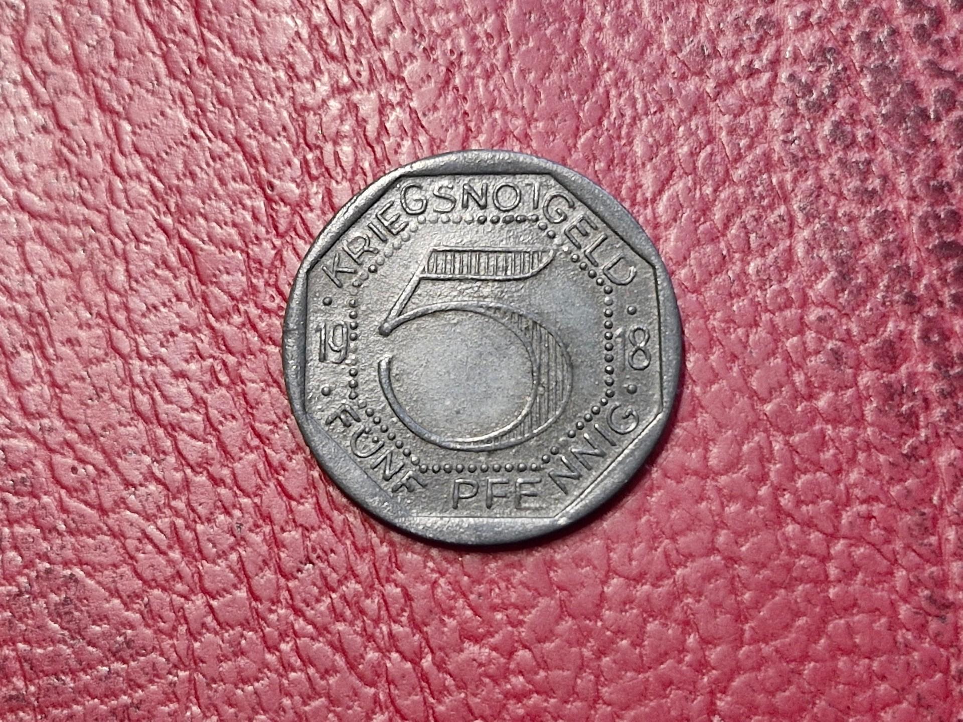 5 Pfennig 1918 Horb Notgeld Vokietija Cinkas