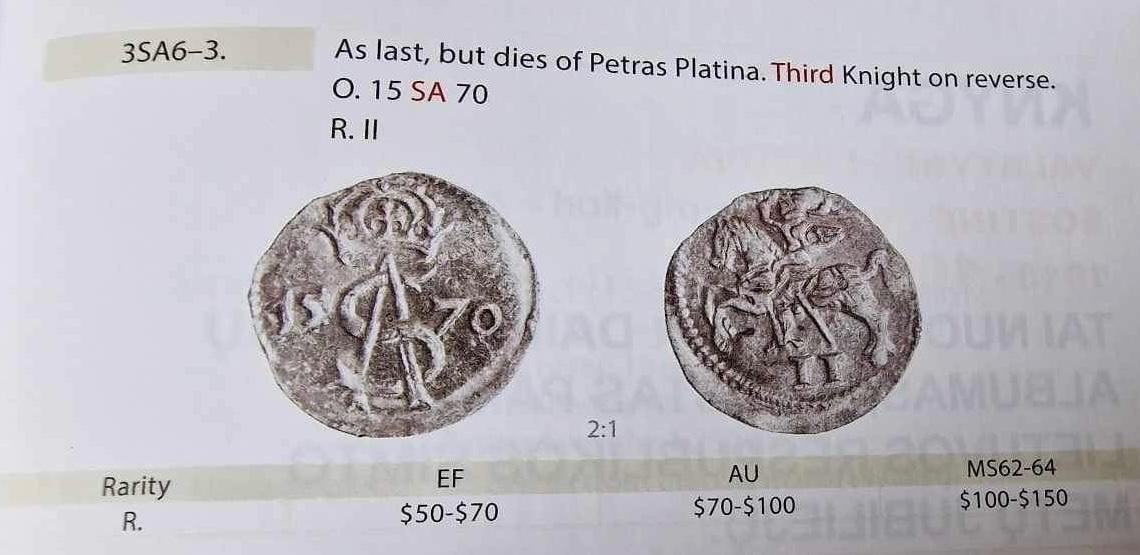 Retas Žygimanto Augusto 1570 dvidenaris R P. Platina štampas 