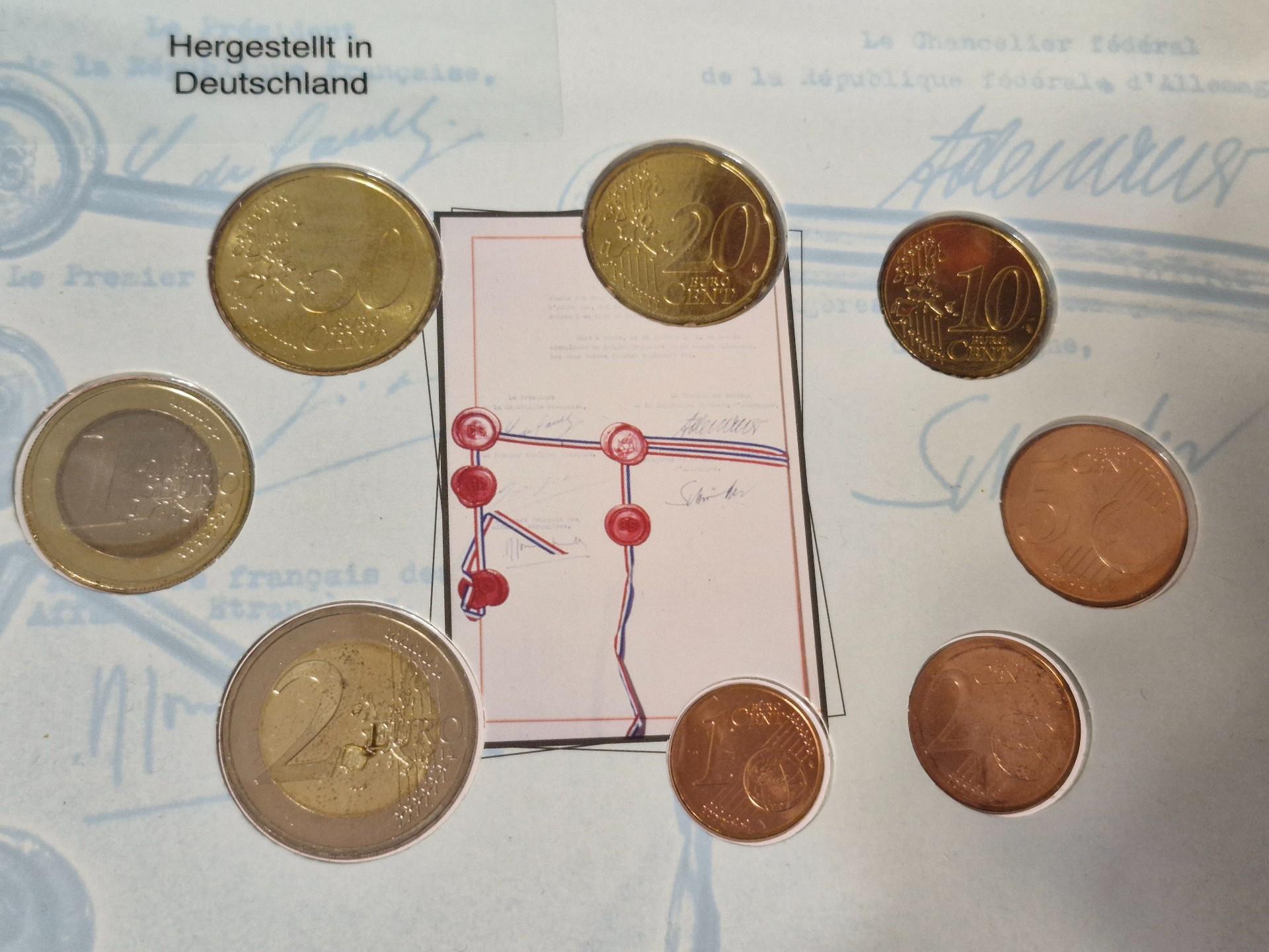 bend. Vokietija ir Prancūzija Euro monetų rinkinys