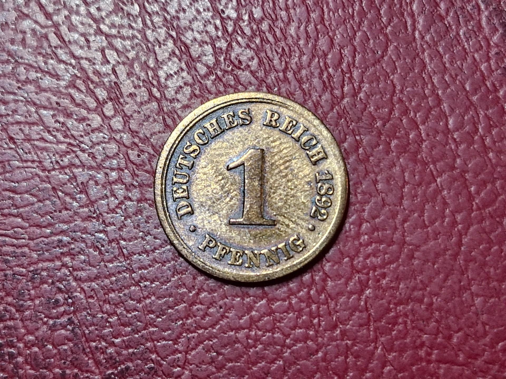 Vokietija 1 pfenigas, 1892F KM# 10