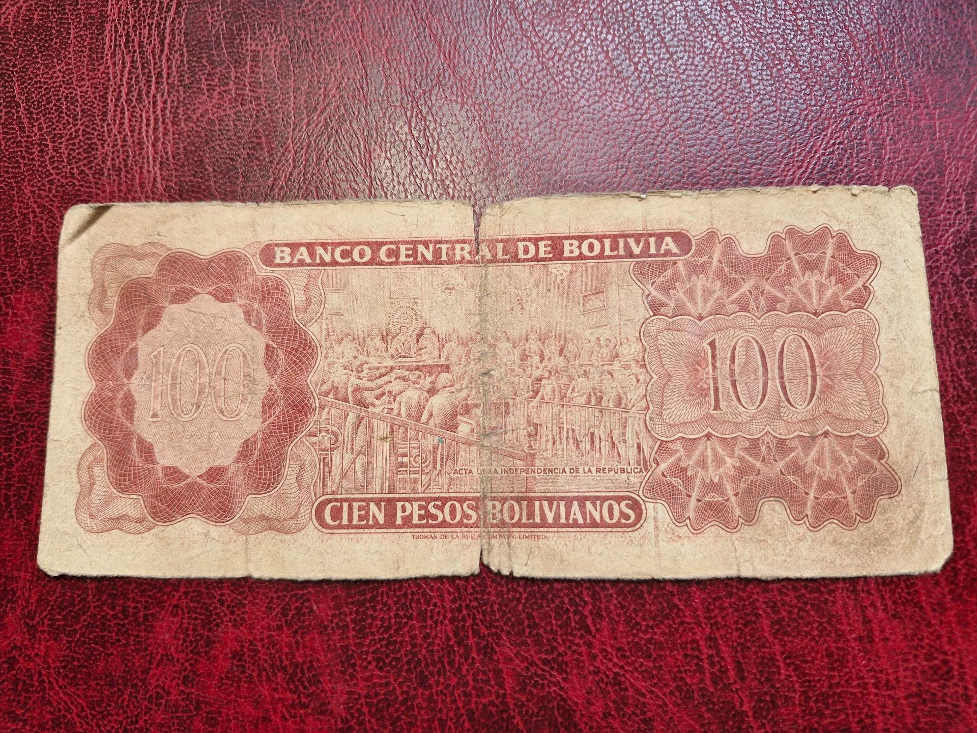 100 Pesos Bolivianos 1962.07.13 Bolivija P-163a.9