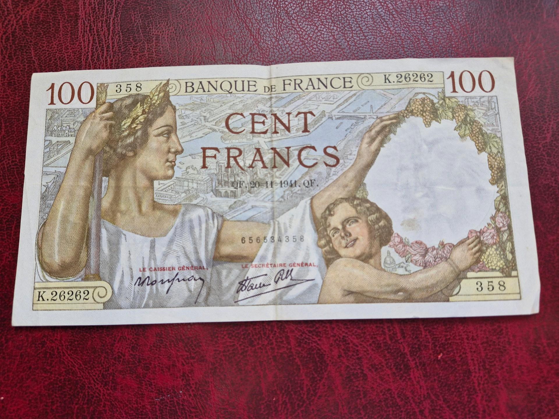100 Francs 1941.11.20 Prancūzija P-94a.61