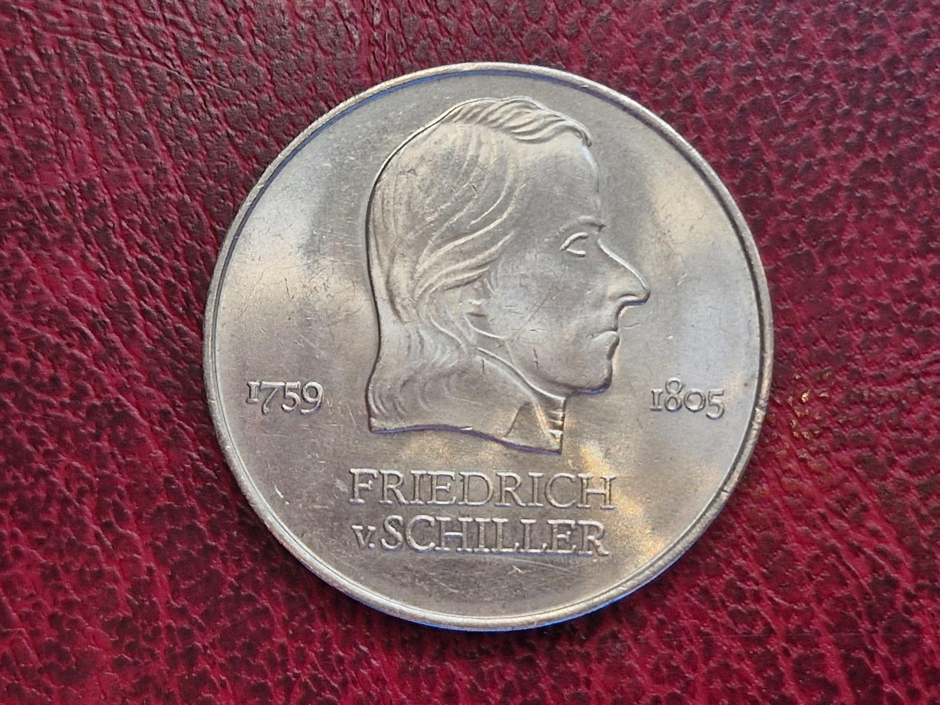 Vokietija - VDR 20 markių, 1972 KM# 40 Šileris