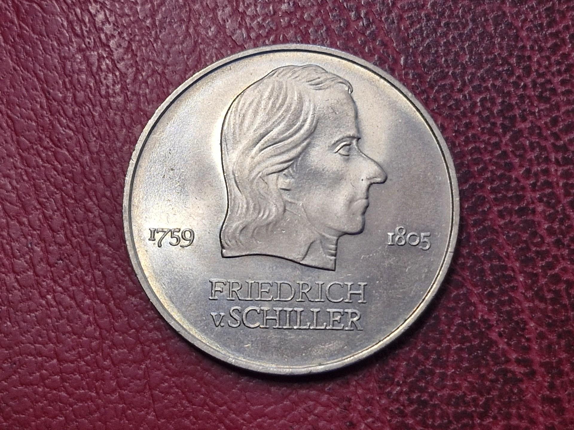 Vokietija - VDR 20 markių, 1972 KM# 40 Šileris