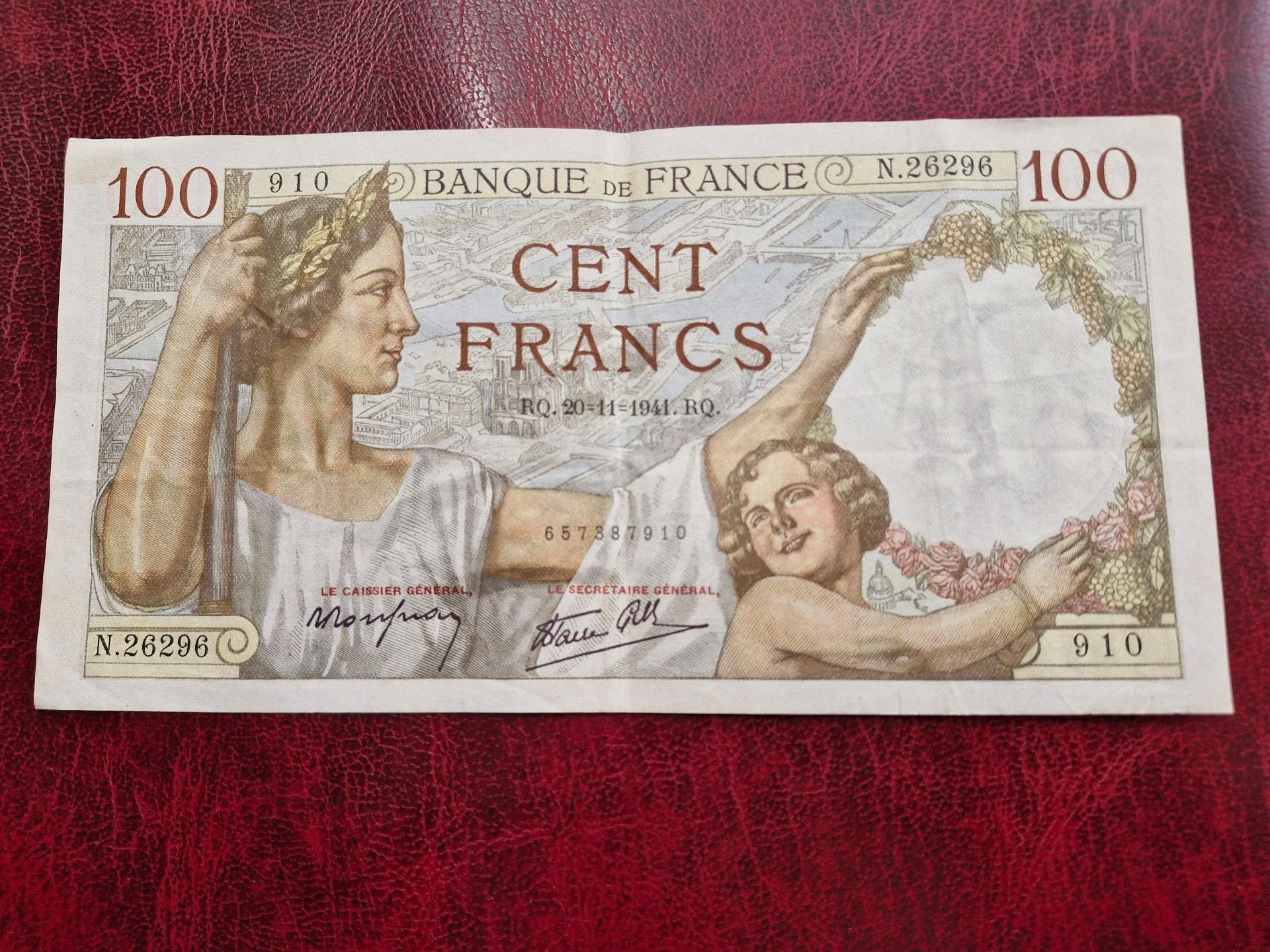 100 Francs 1941.11.20 Prancūzija P-94a.61