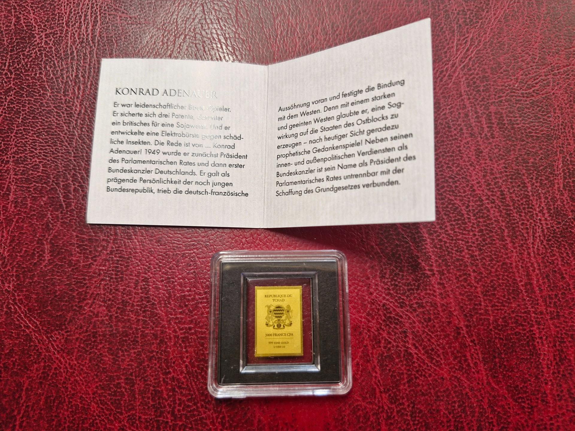 Čadas 3000 frankų CFA 999 Fine Gold 1/1000 OZ