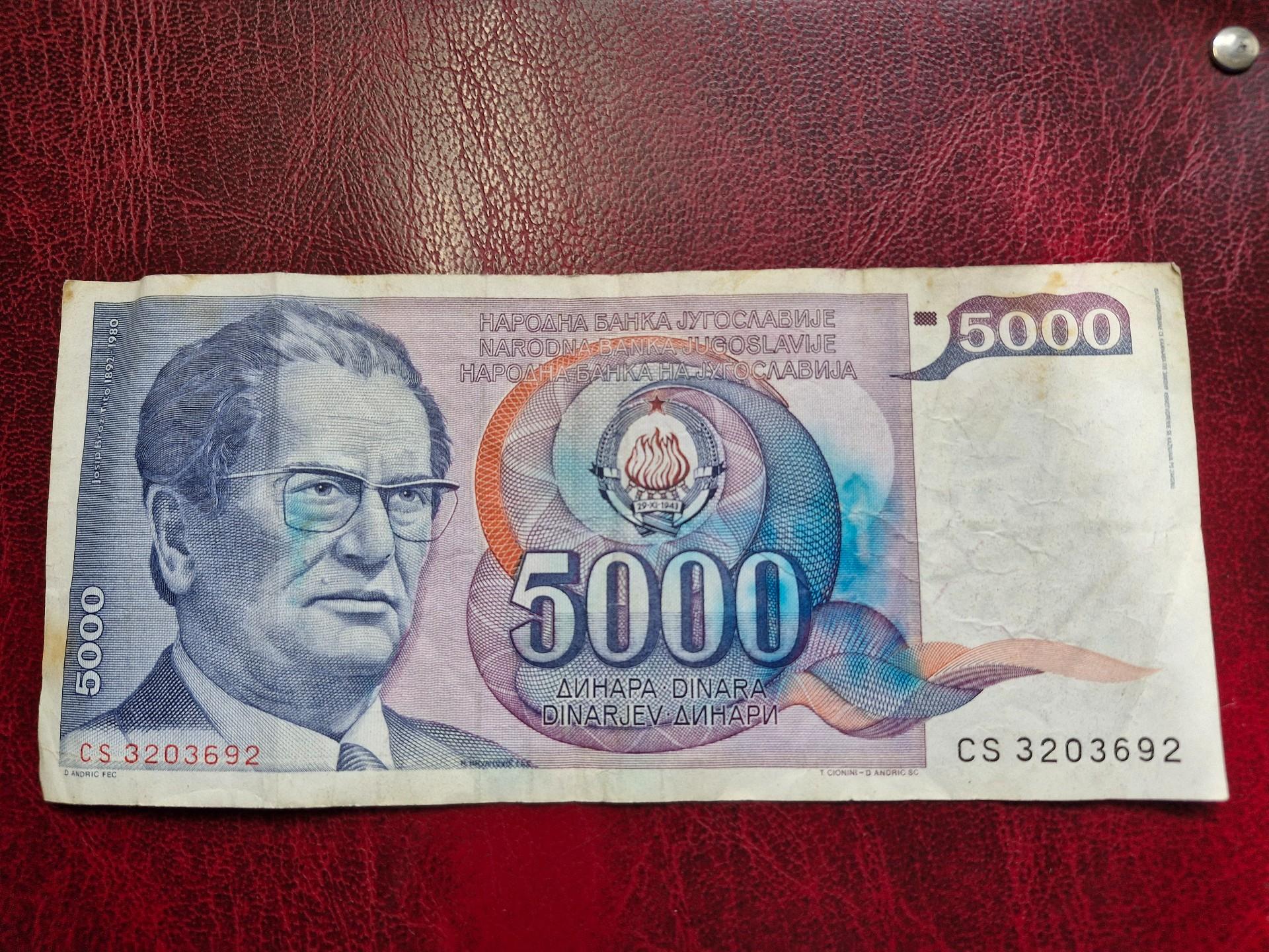 5,000 Dinara 1985.05.01 Jugoslavija P-93a
