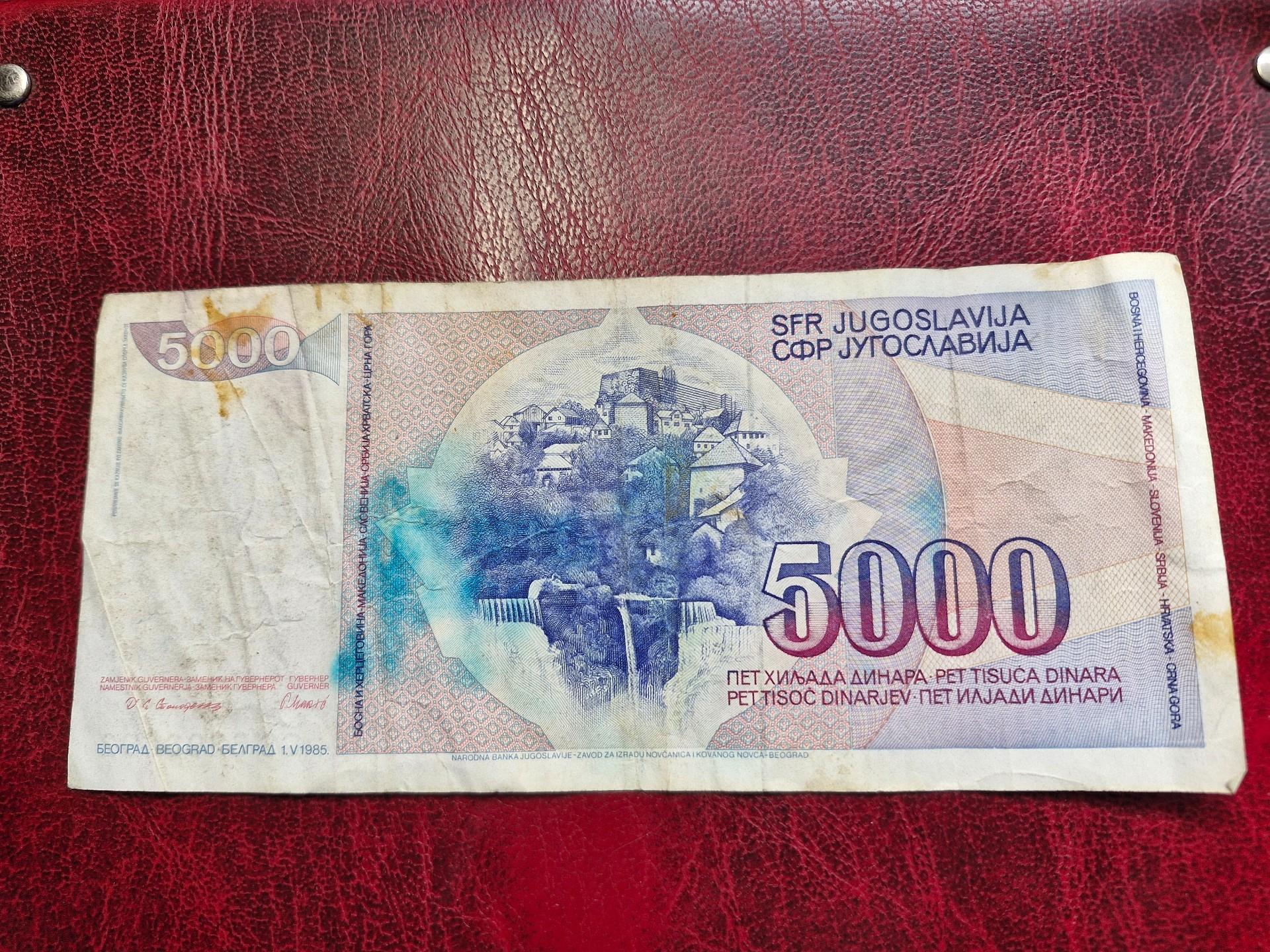 5,000 Dinara 1985.05.01 Jugoslavija P-93a