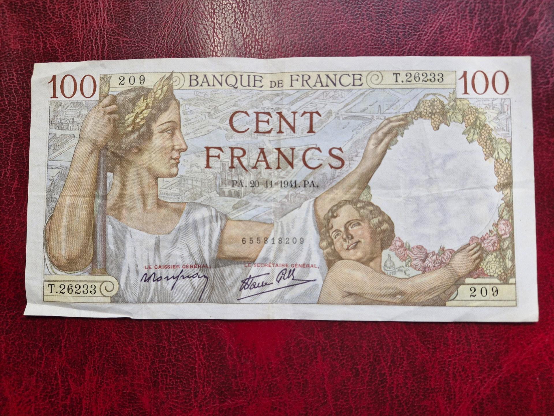 100 Francs 1941.11.20 Prancūzija P-94a.61