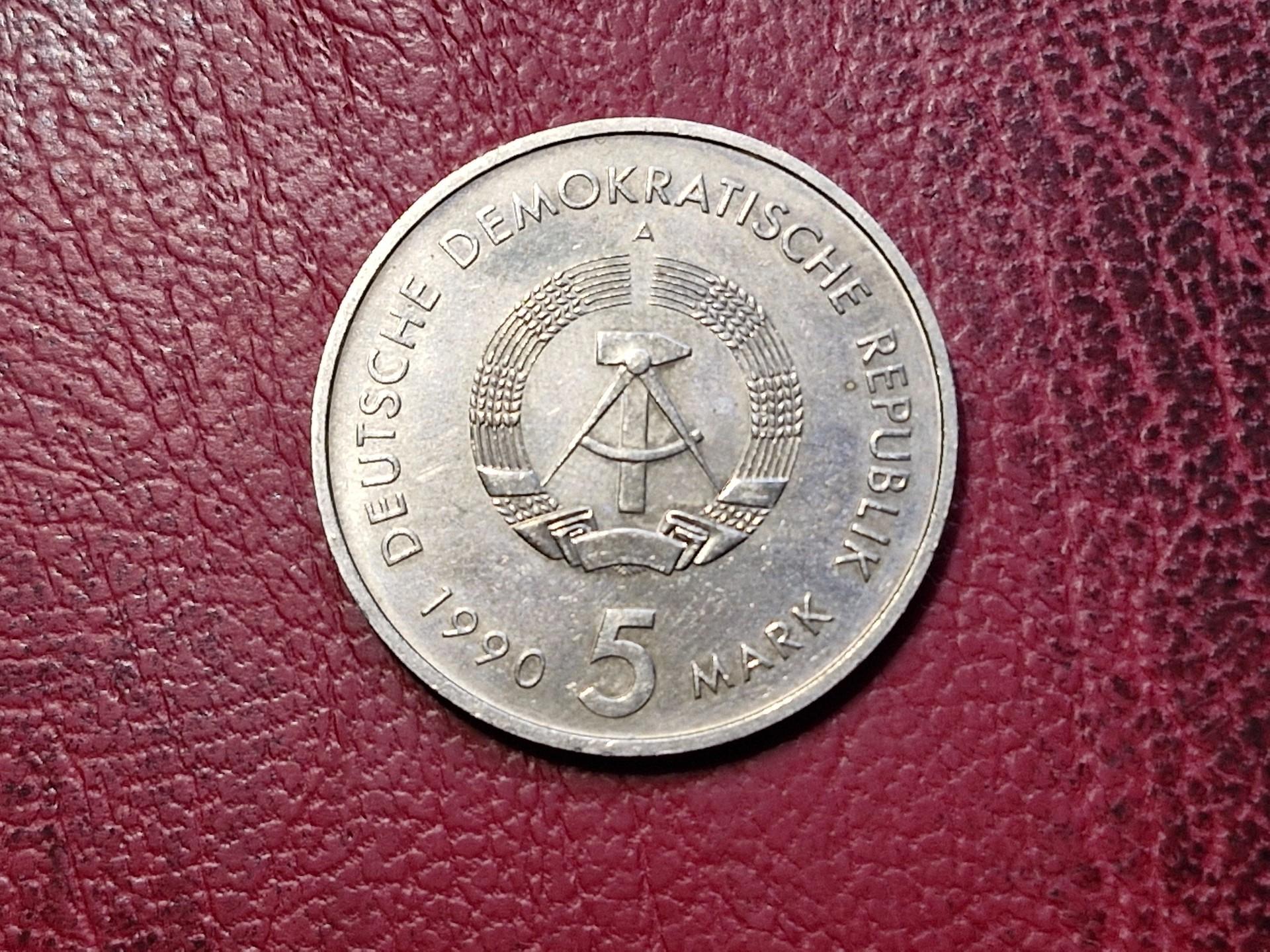 Vokietija - VDR 5 markės, 1990 KM# 134 500 metu