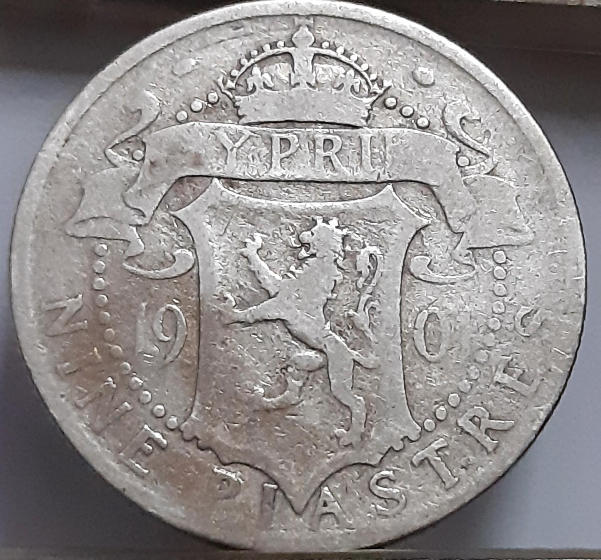 Kipras 9 piastrai 1901 KM#6 (8225)