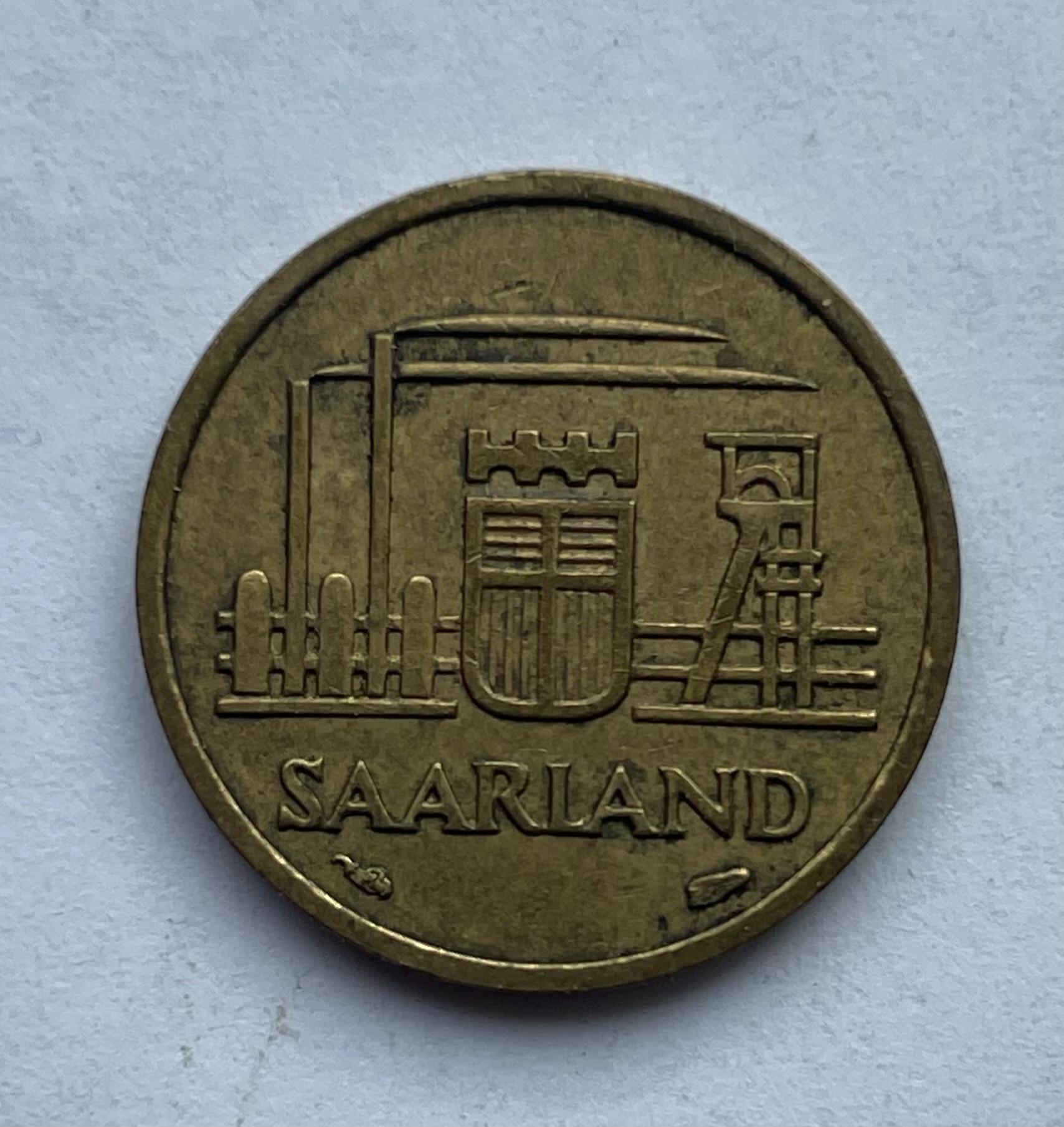 Saarland 10 frankų 1954 reta 