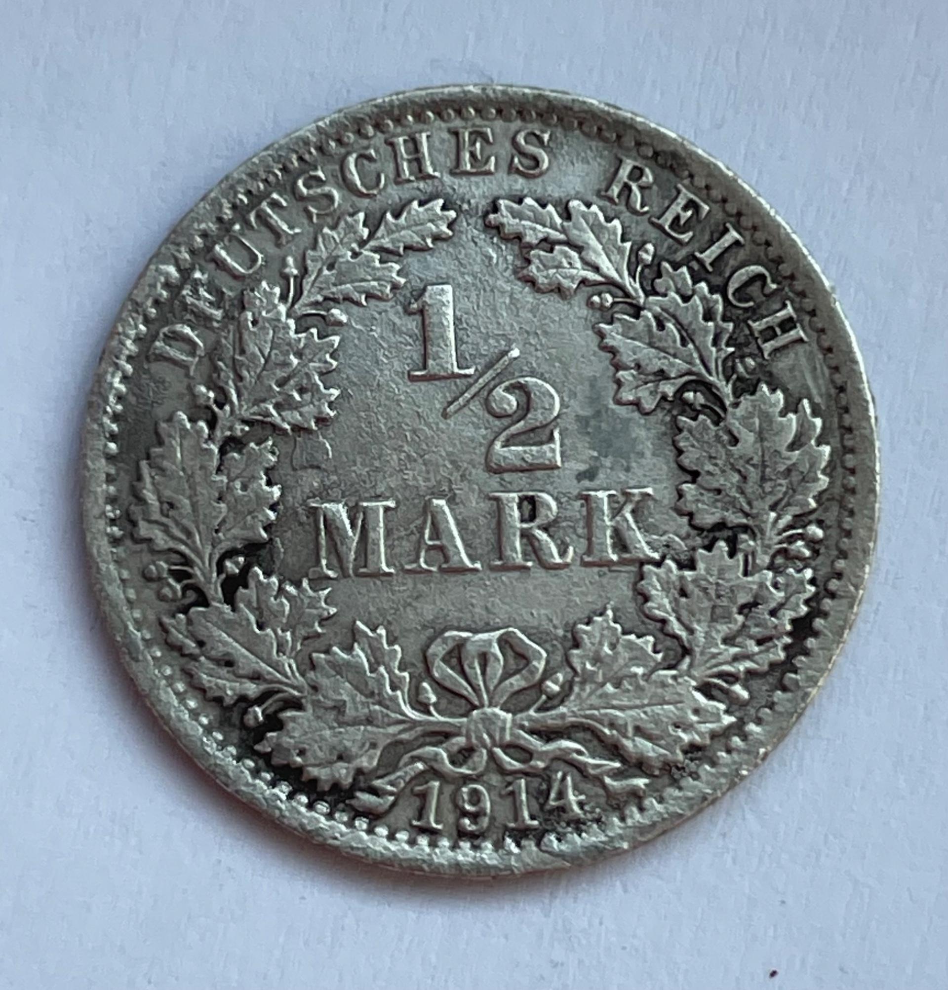 Vokietija 1/2 M 1914 A