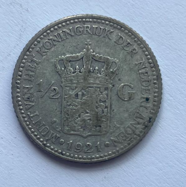 Nyderlandai 1/2 guldeno 1921 sidabras