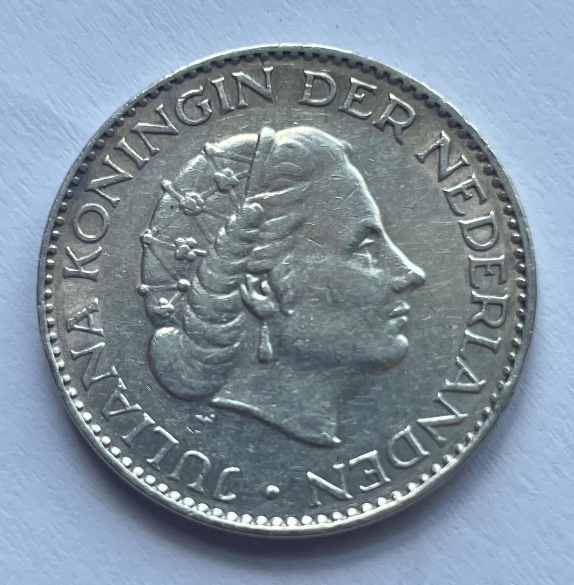 Nyderlandai 1 guldenas 1957 sidabras