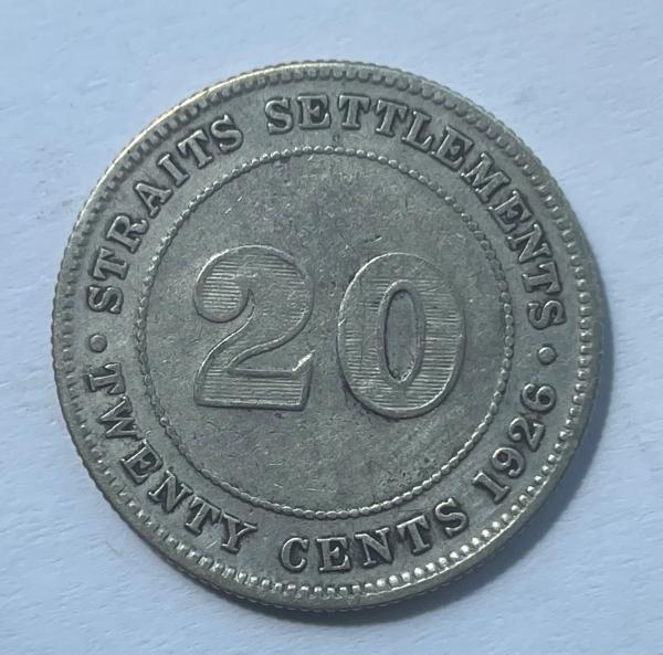 Straits Settlements 20 c 1926 sidabras