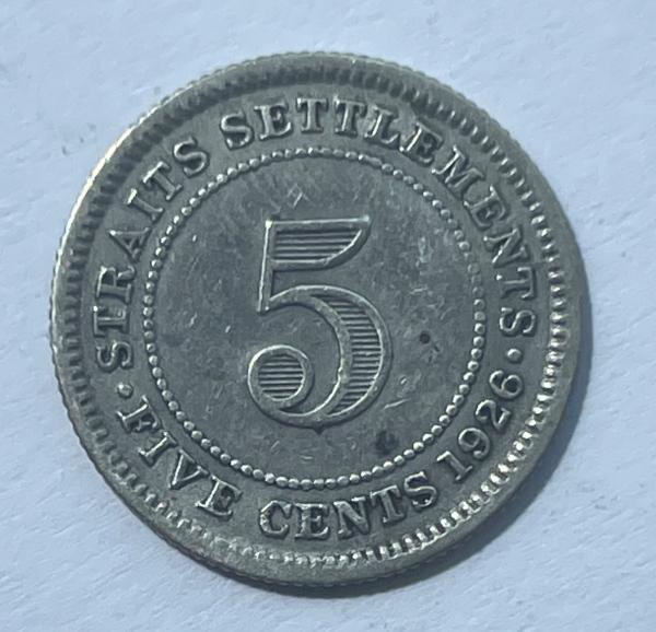 Straits Settlements 5 c 1926 sidabras