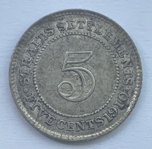 Straits Settlements 5 c 1910 reta