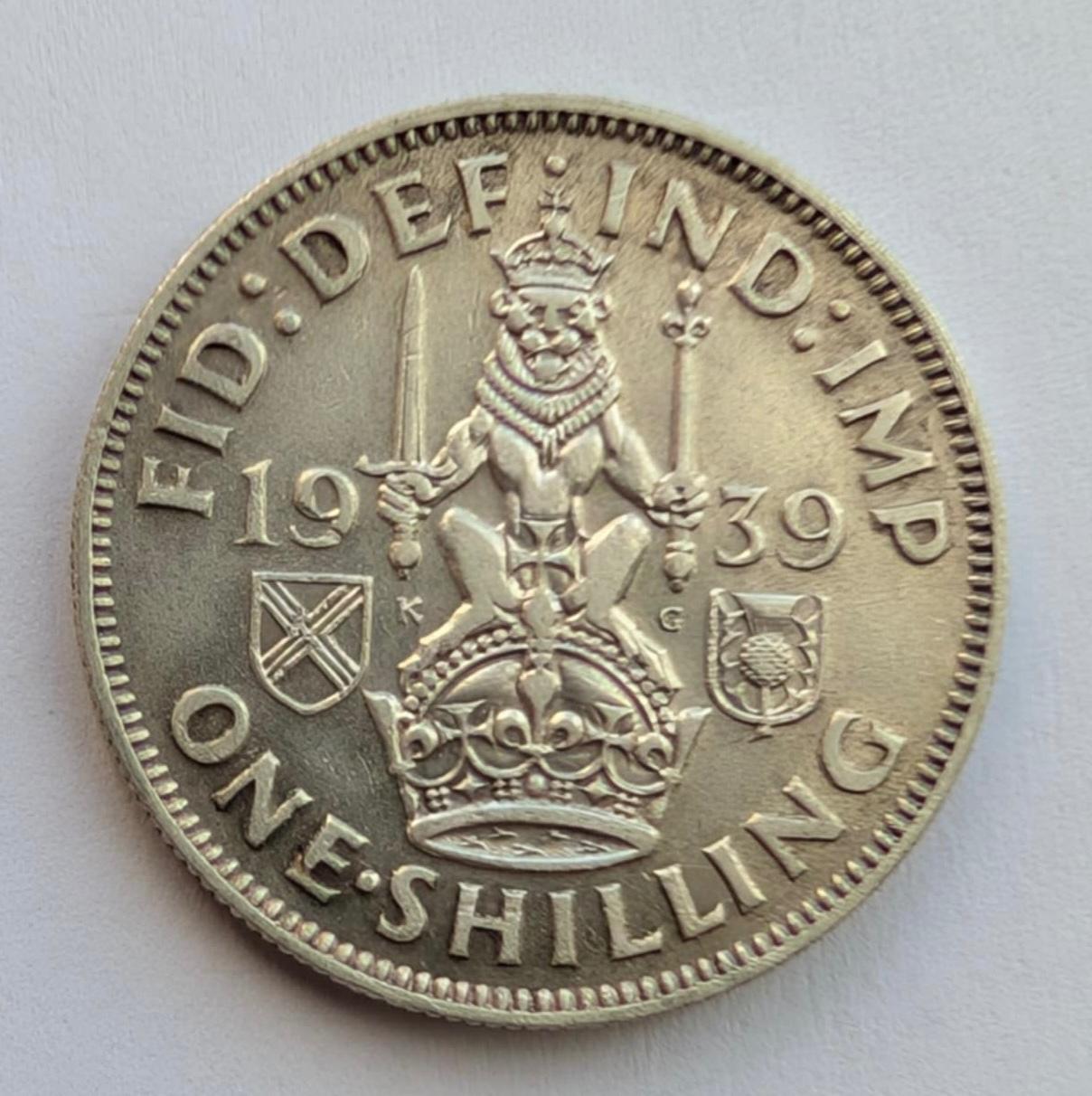 Didžioji Britanija 1 šilingas 1939 sidabras