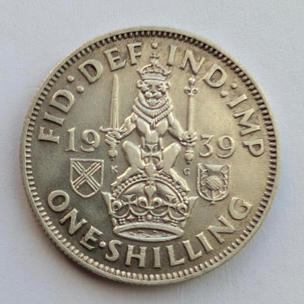 Didžioji Britanija 1 šilingas 1939 sidabras